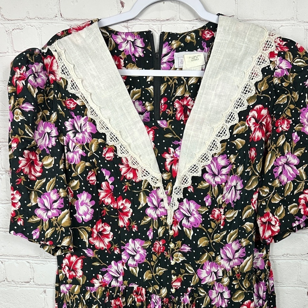 Sweet Miranda‎ Vintage Cottagecore prairie floral print midi dress sz 16P